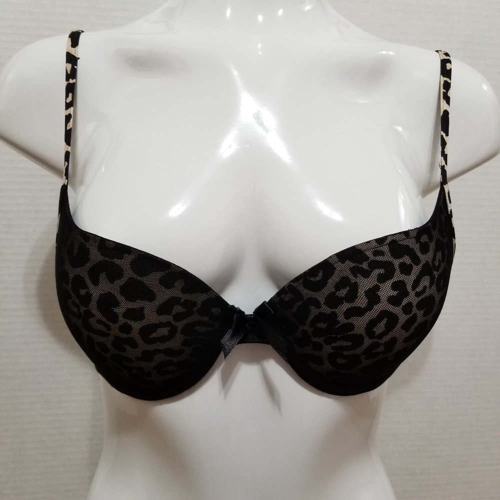 Gelmart bra 34A Push-Up leopard cheetah animal print bow solid wings